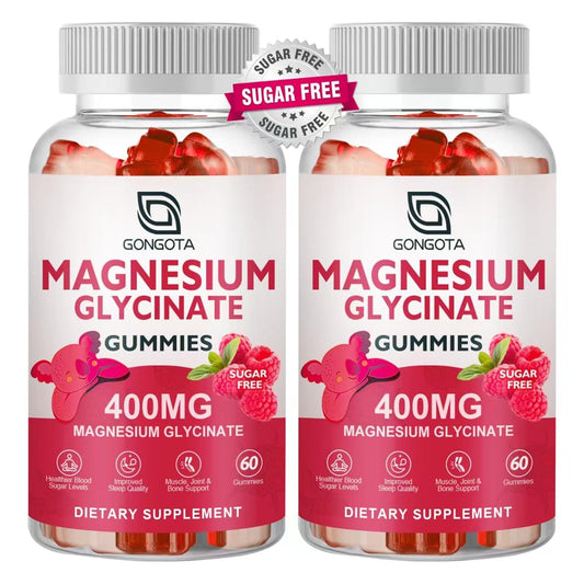 GONGOTA magnesium glycinate gummies bottle with sugar-free raspberry flavor for daily calm