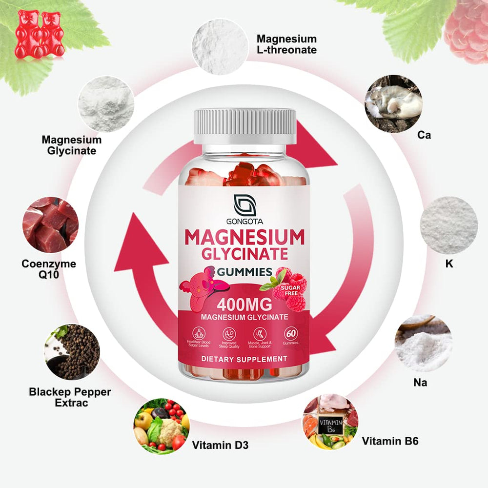 GONGOTA magnesium glycinate gummies close-up of raspberry flavor for sleep support