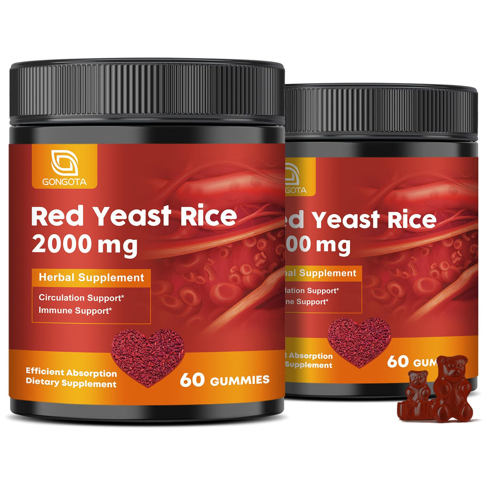 GONGOTA Red Yeast Rice Gummies bottle pour for daily heart health support