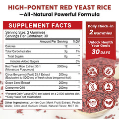 GONGOTA Red Yeast Rice Gummies front view with label visible, convenient daily supplement