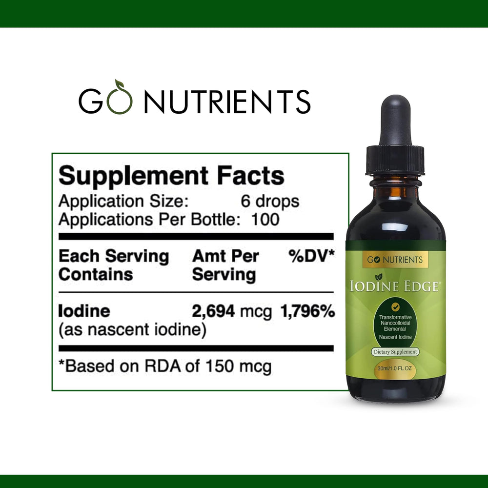 Go Nutrients Iodine Edge dropper dispensing for easy daily dosing.