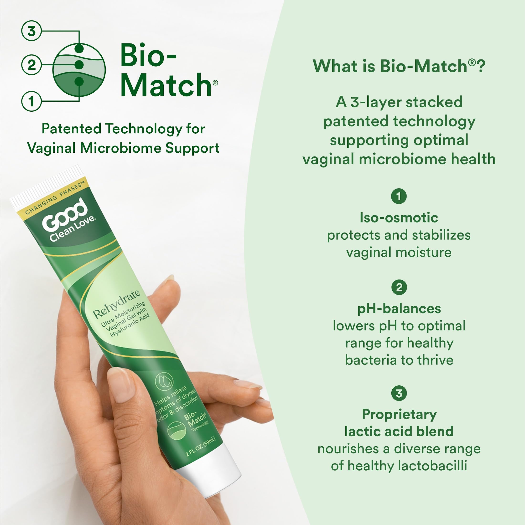 Good Clean Love Rehydrate packaging emphasizes fragrance-free and paraben-free formula