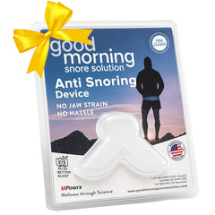 Good Morning Snore Solution anti snore mouthpiece, closed view, nighttime aid.