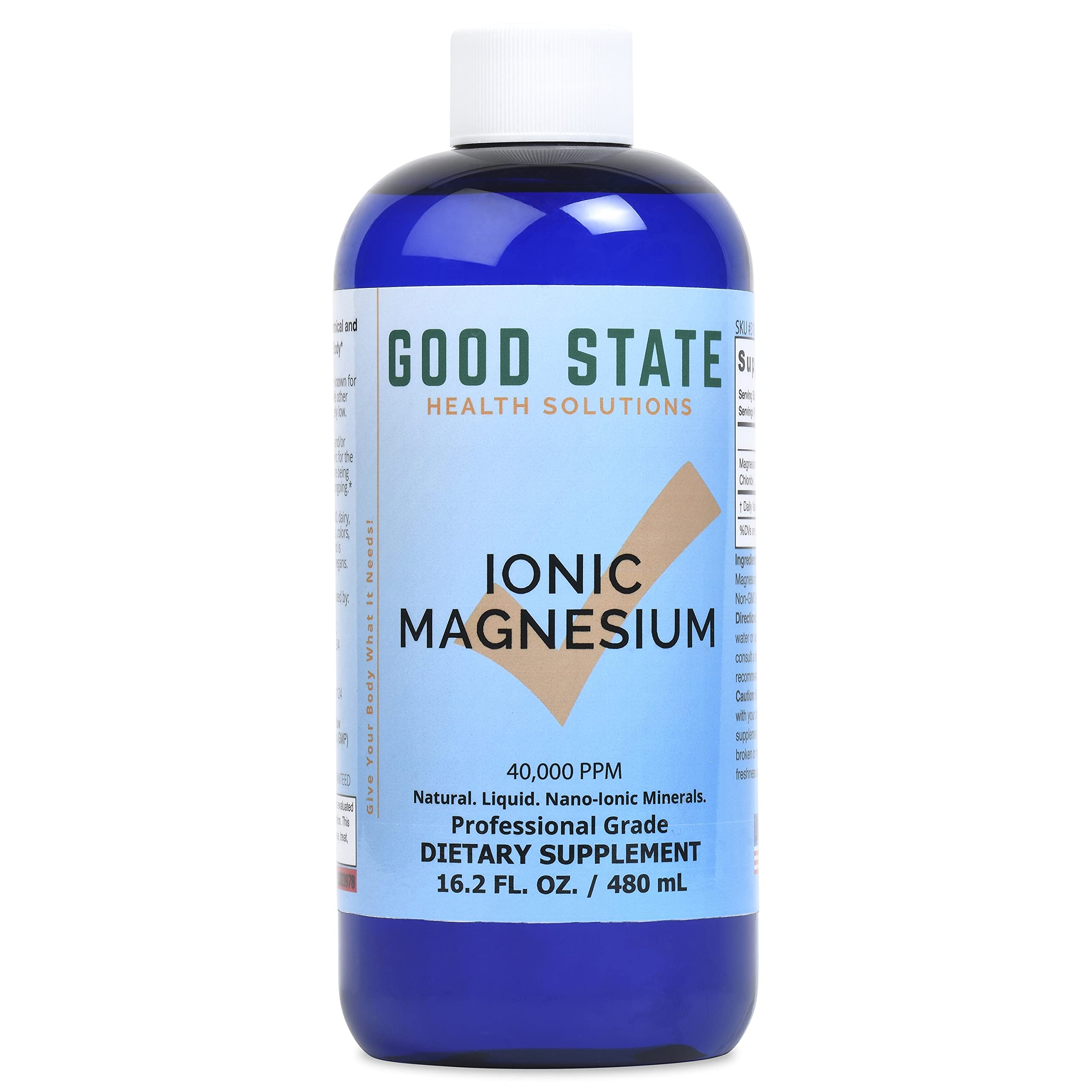 Good State Ionic Magnesium bottle shown for easy daily use and bioavailability.