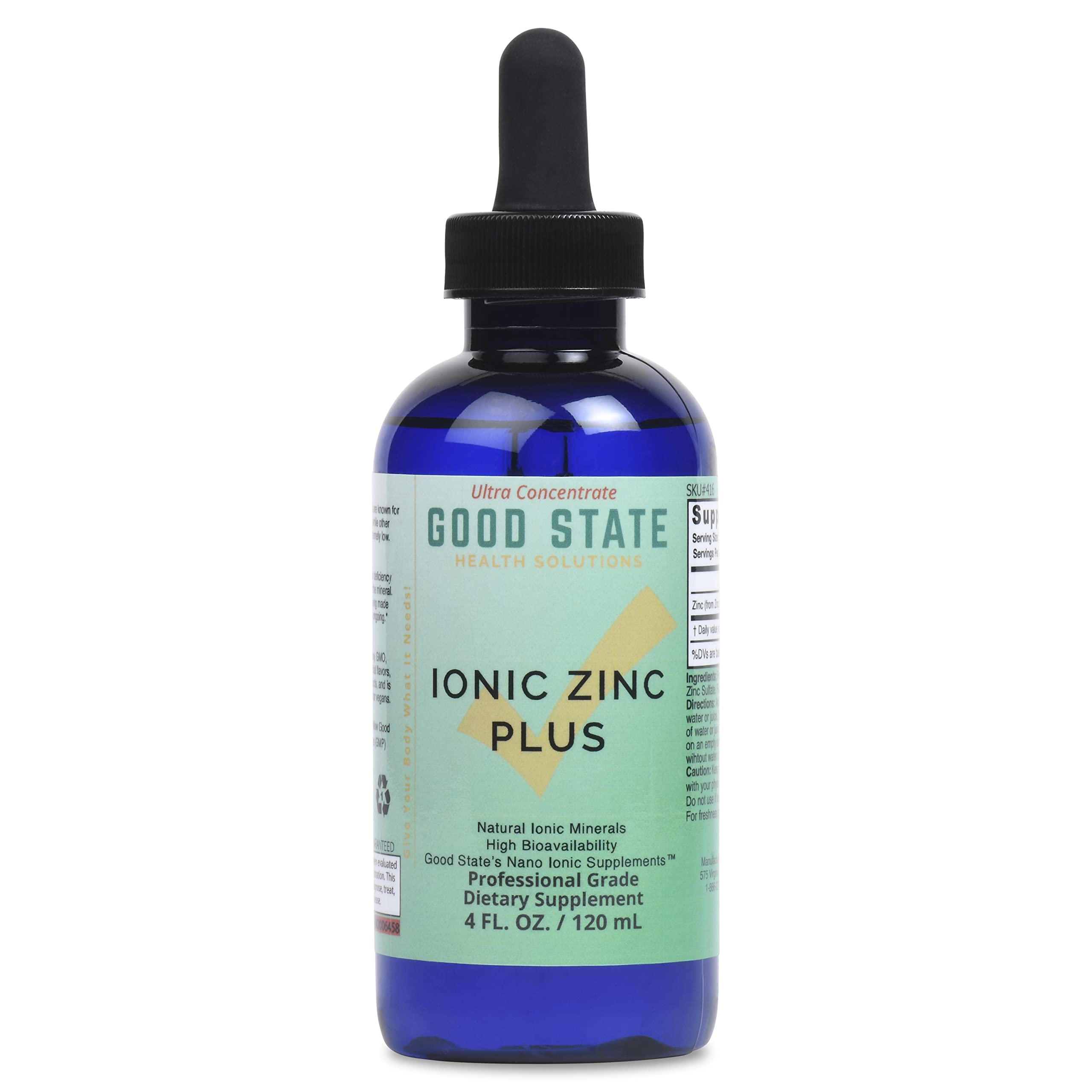 Good State Liquid Ionic Zinc Plus bottle with dropper for convenient daily dosing.