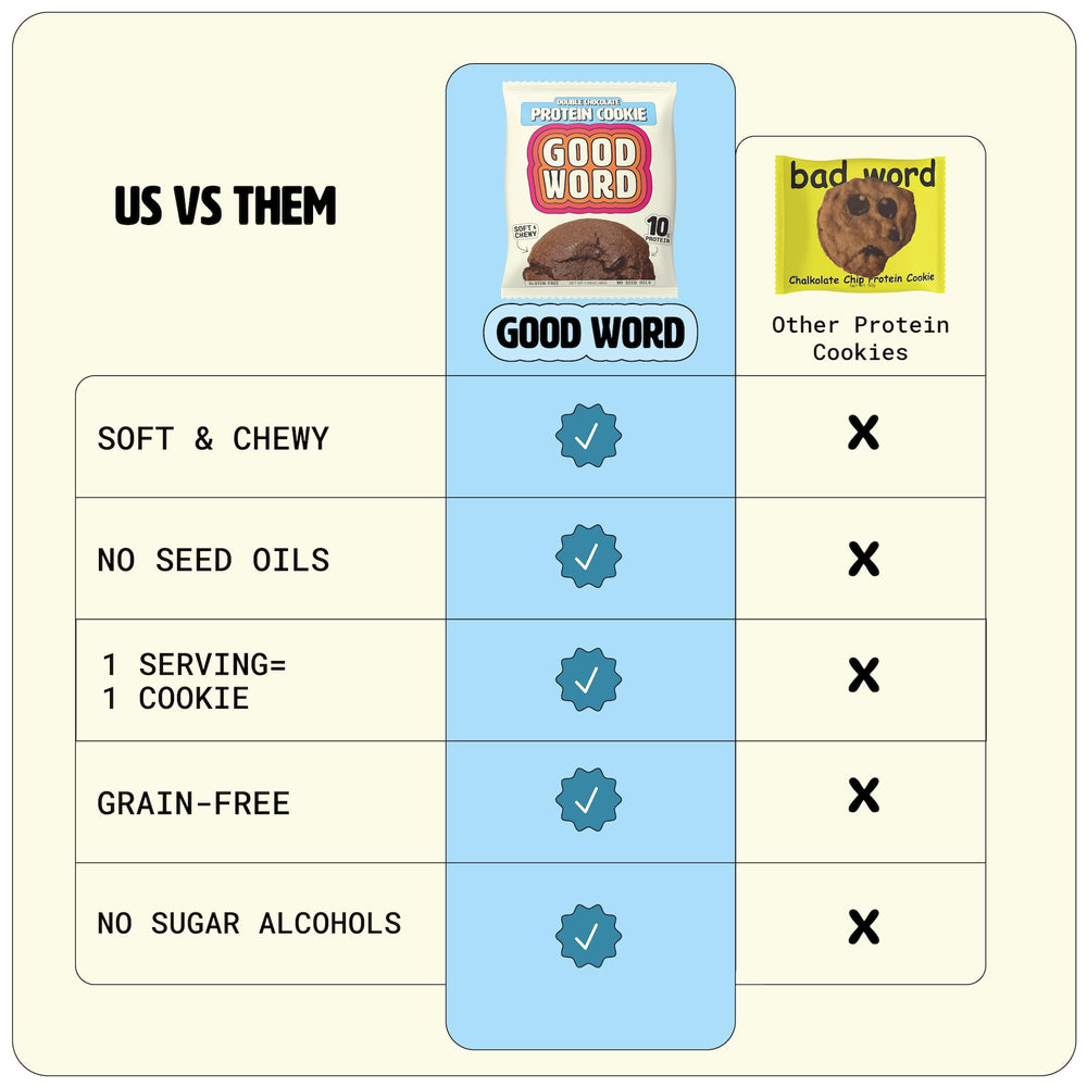 Good Word Collagen and almond butter cookie for clean ingredients and texture.