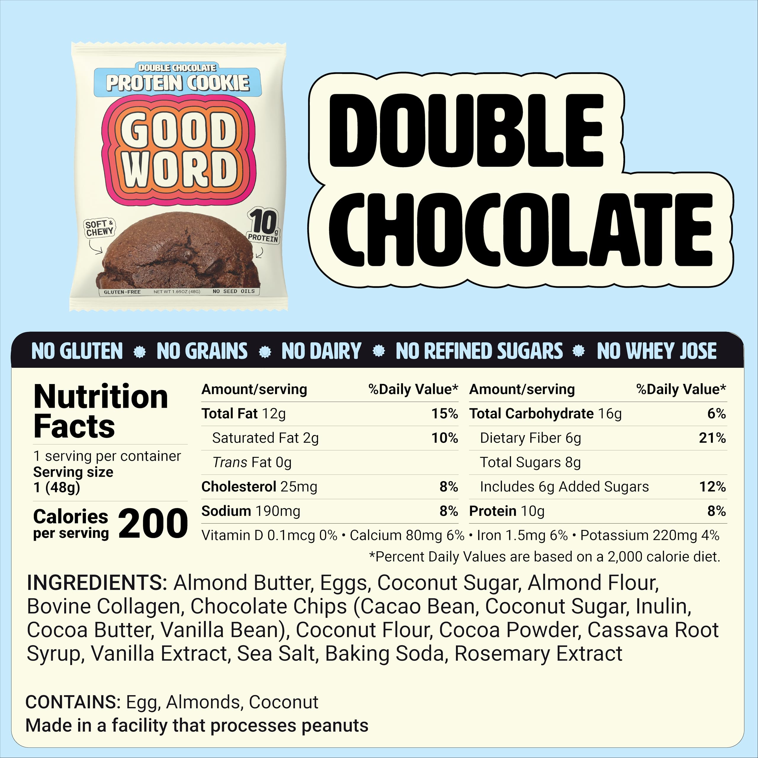 Good Word Protein Cookie delivers 10g protein per cookie for steady energy.