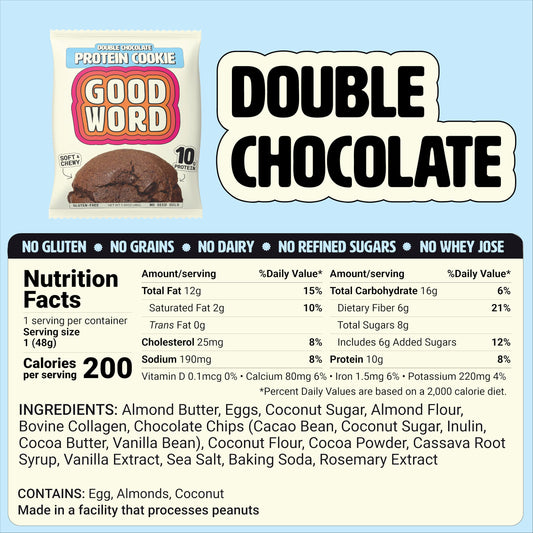 Good Word Protein Cookie delivers 10g protein per cookie for steady energy.
