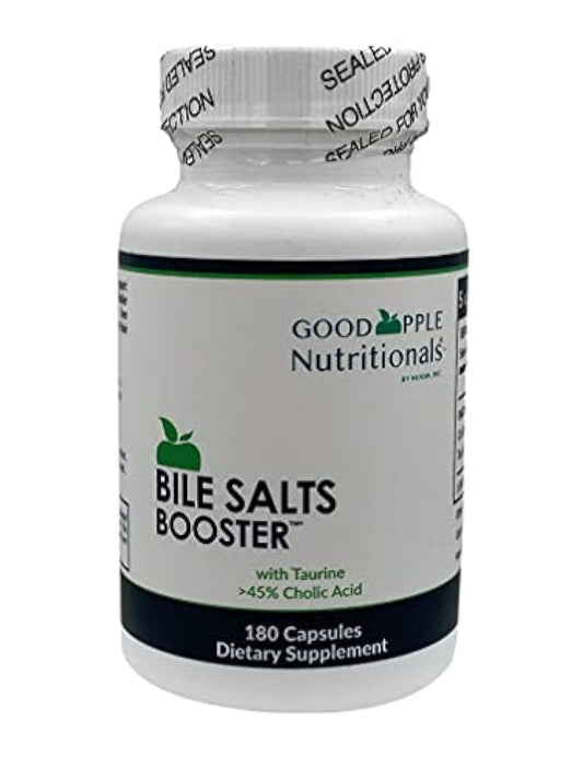 GOODAPPLE NUTRITIONALS Bile Salts Booster bottle showing compact 110 mg capsules for flexible fat digestion support