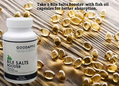 GOODAPPLE NUTRITIONALS Bile Salts Booster capsules in a meal setting