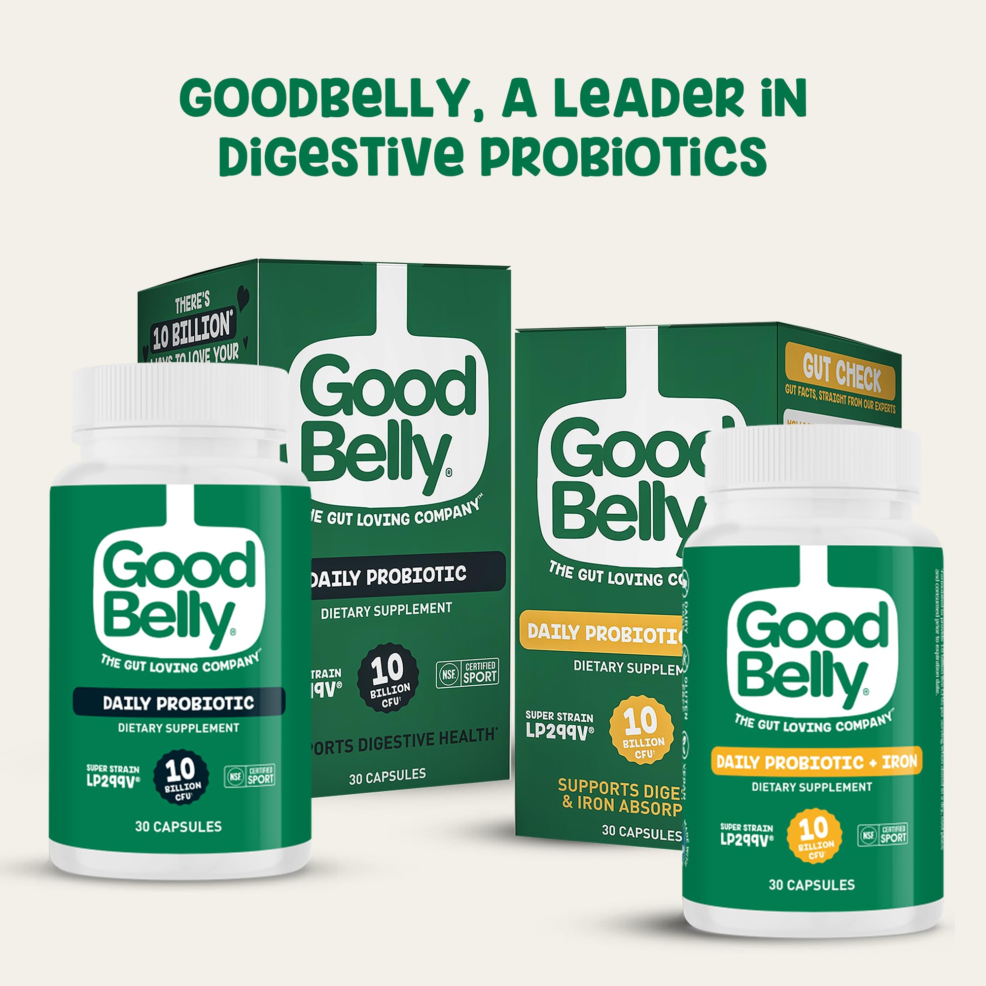 GoodBelly easy-swallow capsules supporting steady digestive wellness.