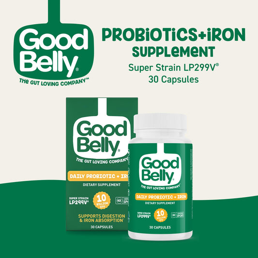 GoodBelly probiotic bottle front view highlighting vegan formulation