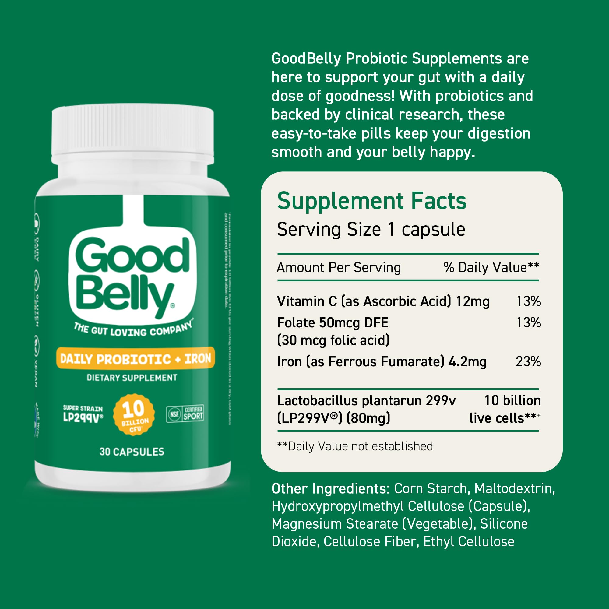 GoodBelly packaging emphasizes 15+ years of brand trust