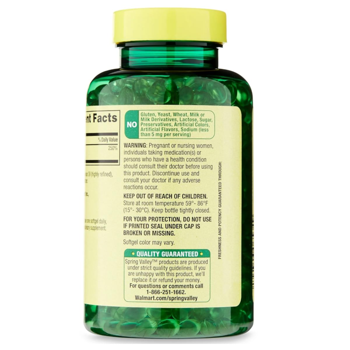 Close-up of GoodDealsHouse vitamin D3 softgel showing smooth shell