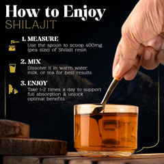 GoodLiving Himalayan Shilajit Resin dissolving in warm water for a smooth drink.