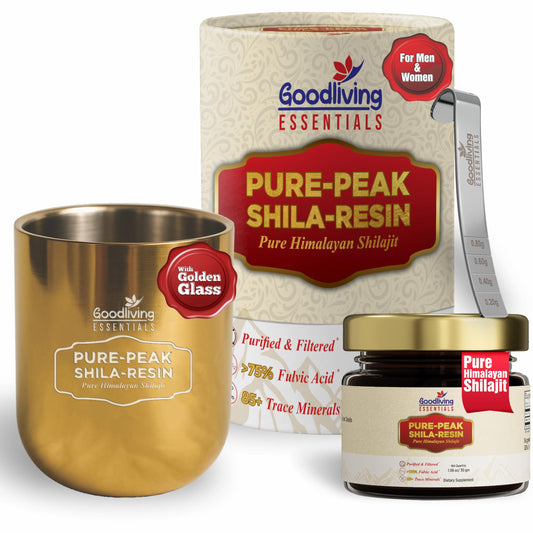 Goodliving Pure Himalayan Shilajit Resin jar highlighting premium resin for daily vitality.