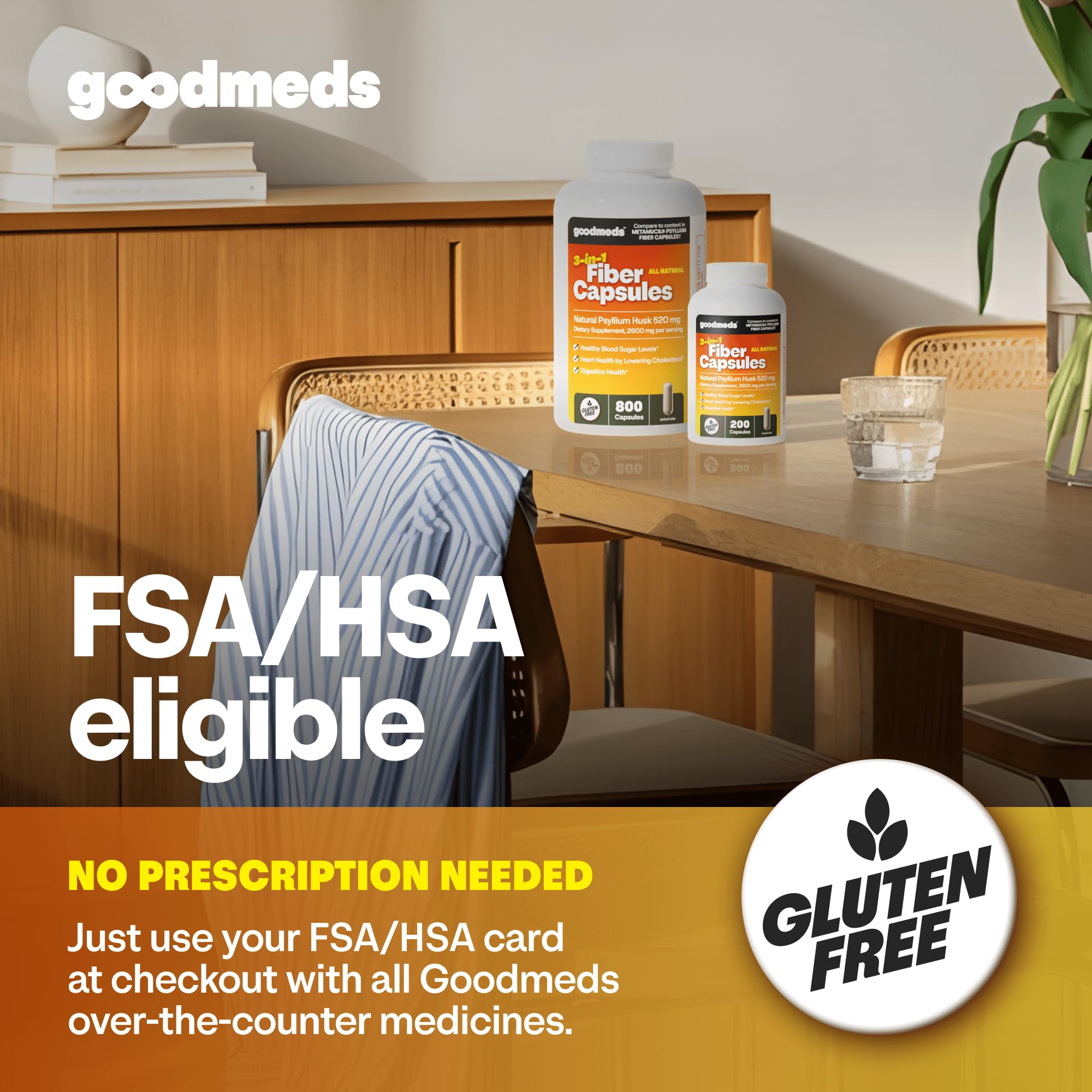 GoodMeds psyllium husk fiber capsules daily-use shot on table