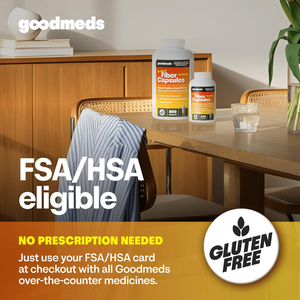 GoodMeds psyllium husk fiber capsules daily-use shot on table