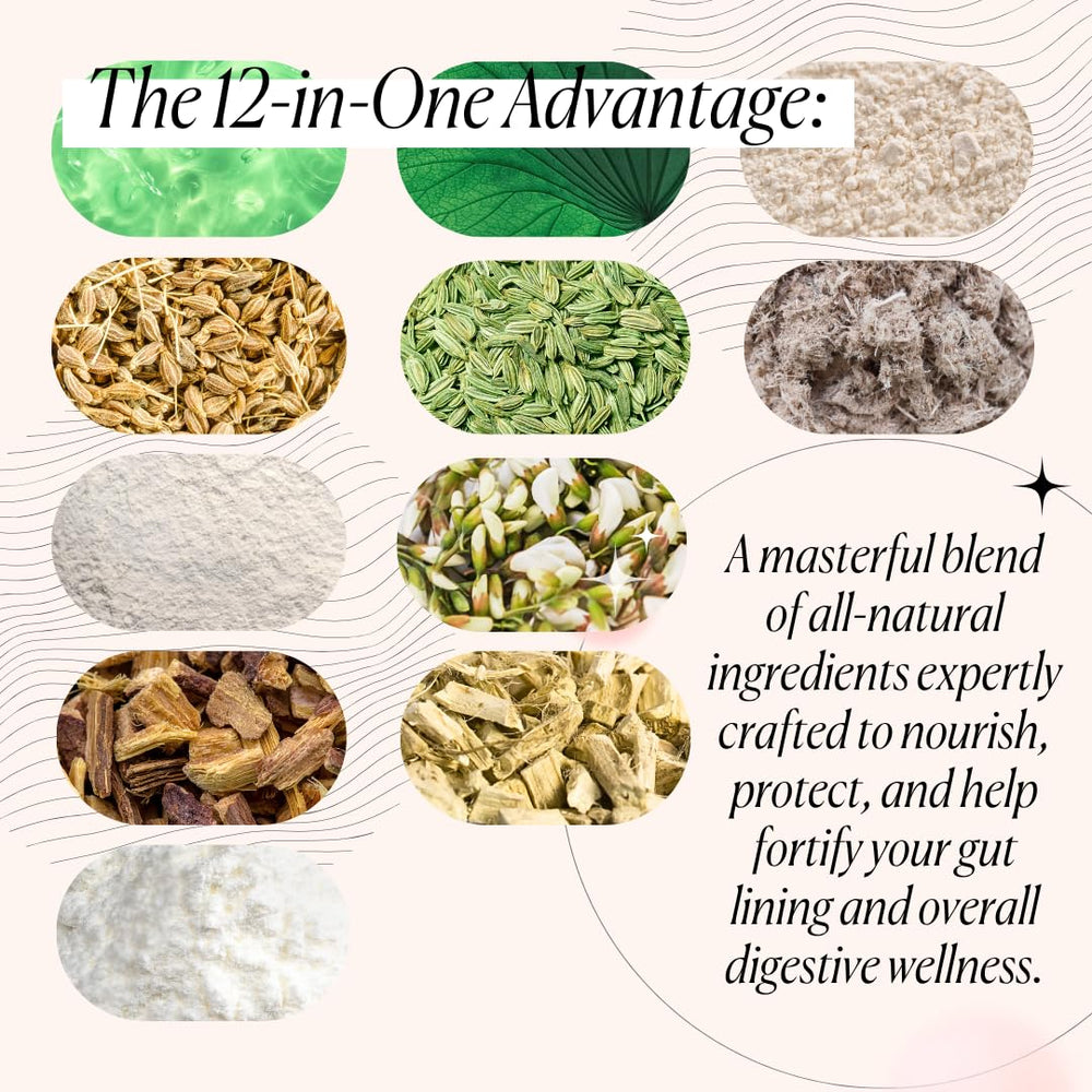 Goodness Lover Gut Soothe & Glow ingredients label highlights key gut-support botanicals.