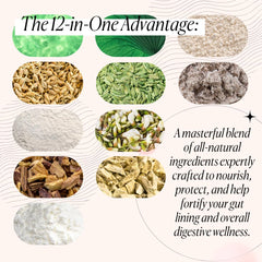 Goodness Lover Gut Soothe & Glow ingredients label highlights key gut-support botanicals.