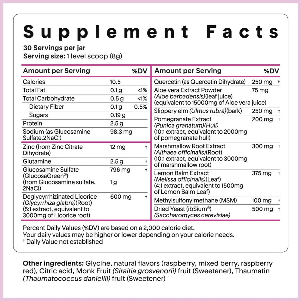 Goodness Lover Gut Soothe & Glow scoop dispensing for easy daily servings.