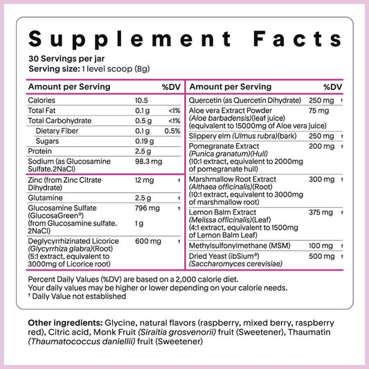 Goodness Lover Gut Soothe & Glow scoop dispensing for easy daily servings.