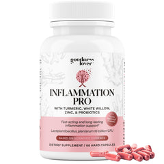 Goodness Lover Inflammation Pro bottle and capsules for daily digestive support.
