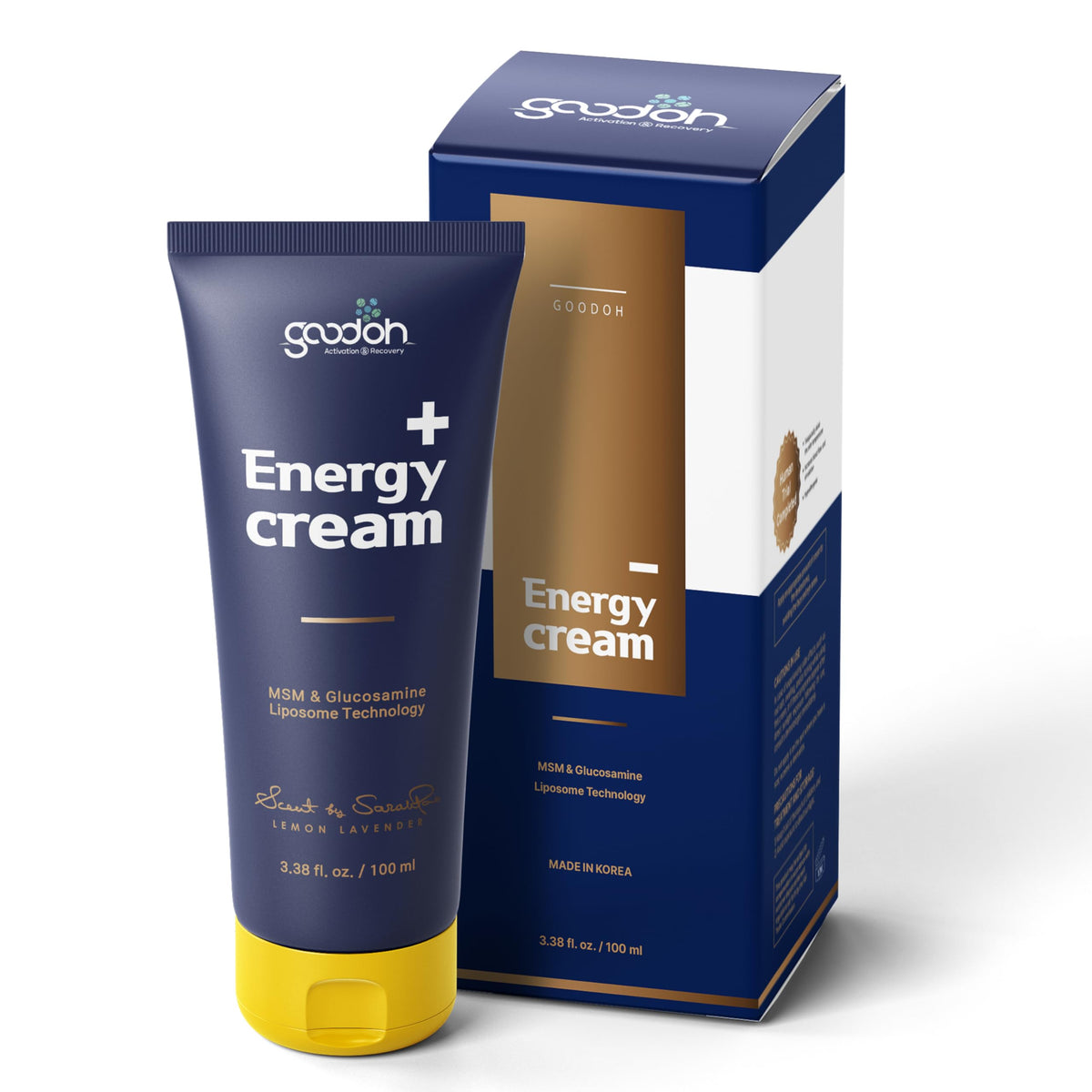GOODOH Muscle Relief Cream bottle front for on-the-go relief and easy access.