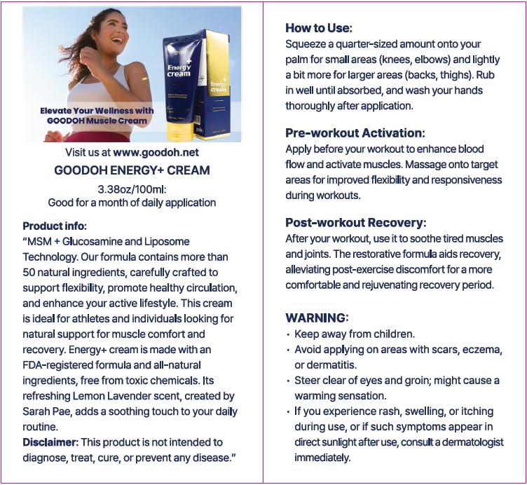 GOODOH Muscle Relief Cream packaging communicates natural ingredients and clean formula.