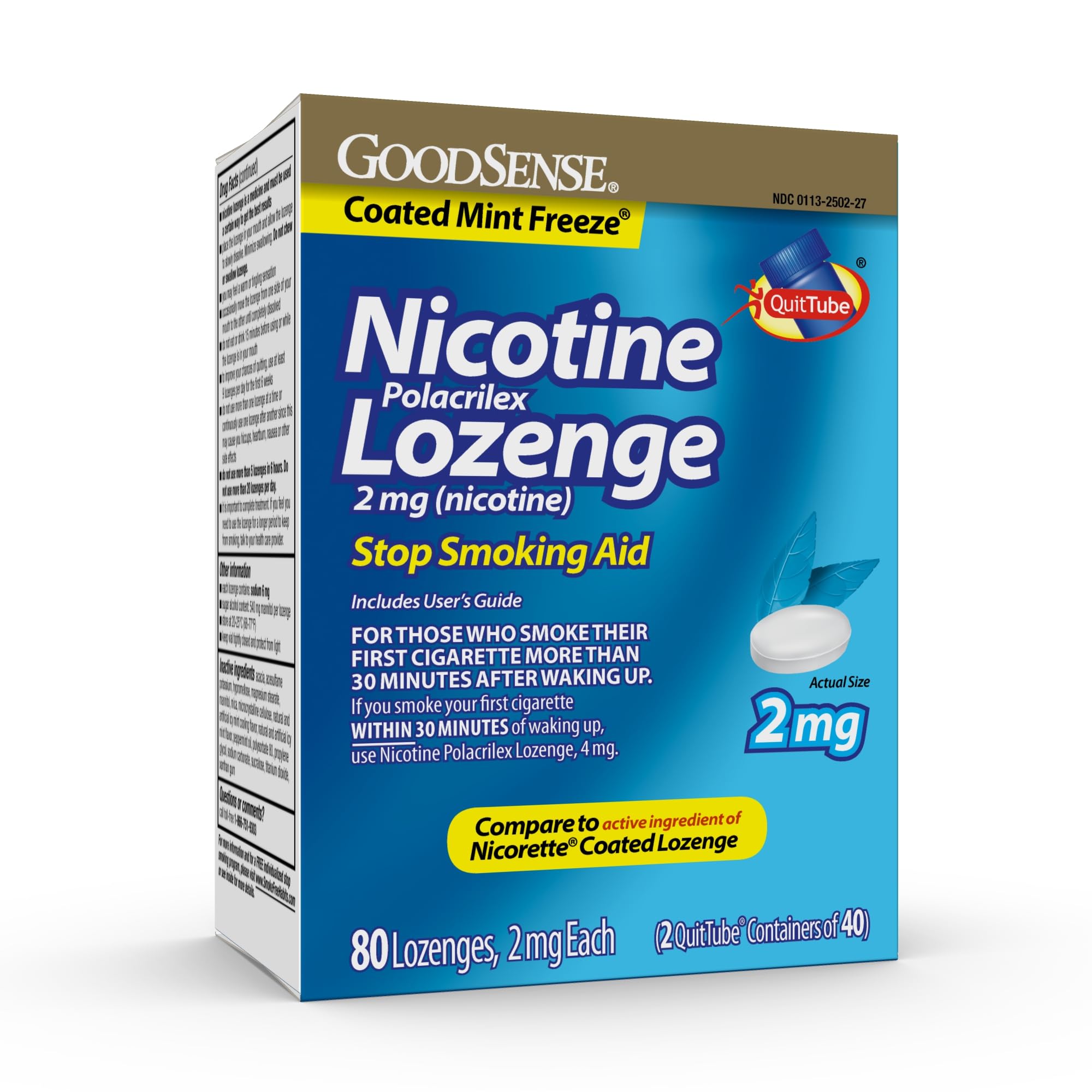 GoodSense coated ice mint lozenges 80-count pack for discreet craving relief on the go.