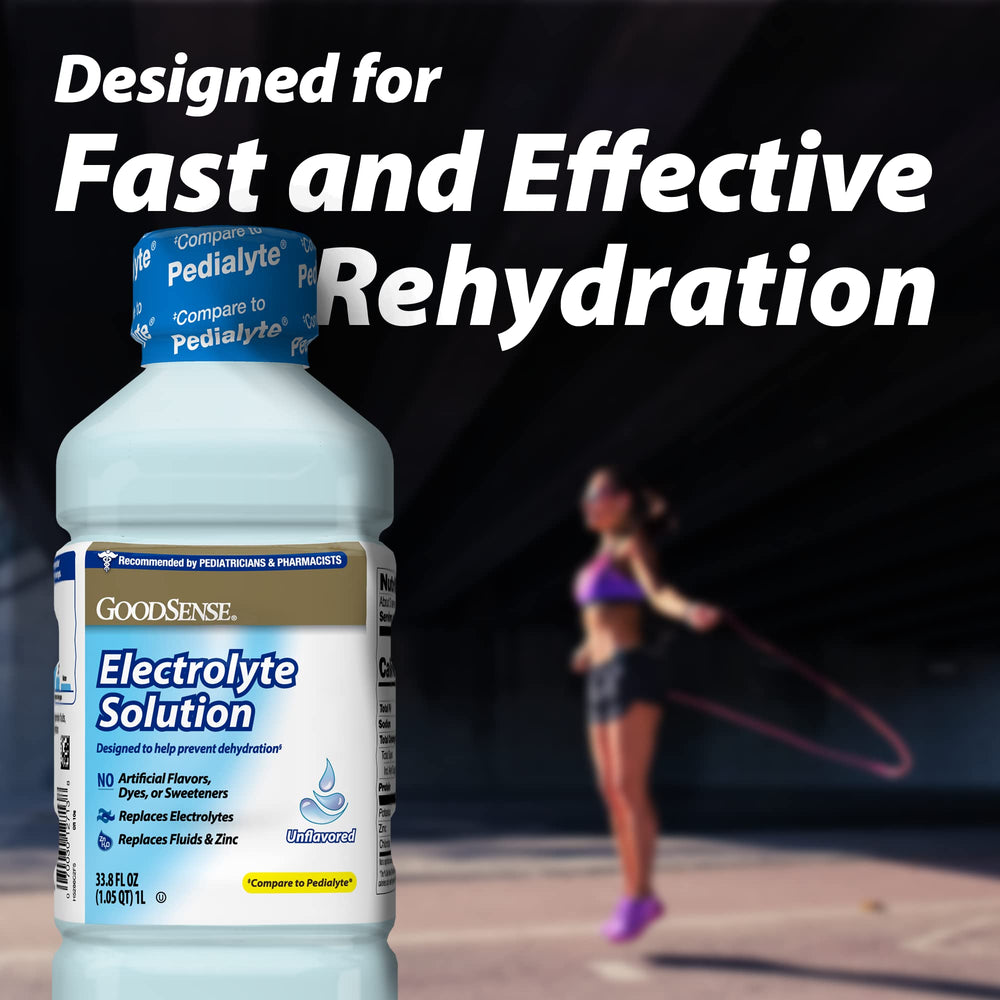 Chilled GoodSense Electrolyte Solution served in a glass for right-now hydration.