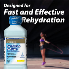 Chilled GoodSense Electrolyte Solution served in a glass for right-now hydration.