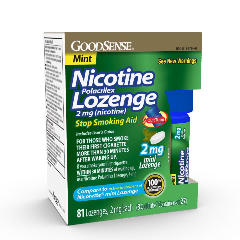 Goodsense mini nicotine lozenge 2mg mint box front shows discreet quit aid design