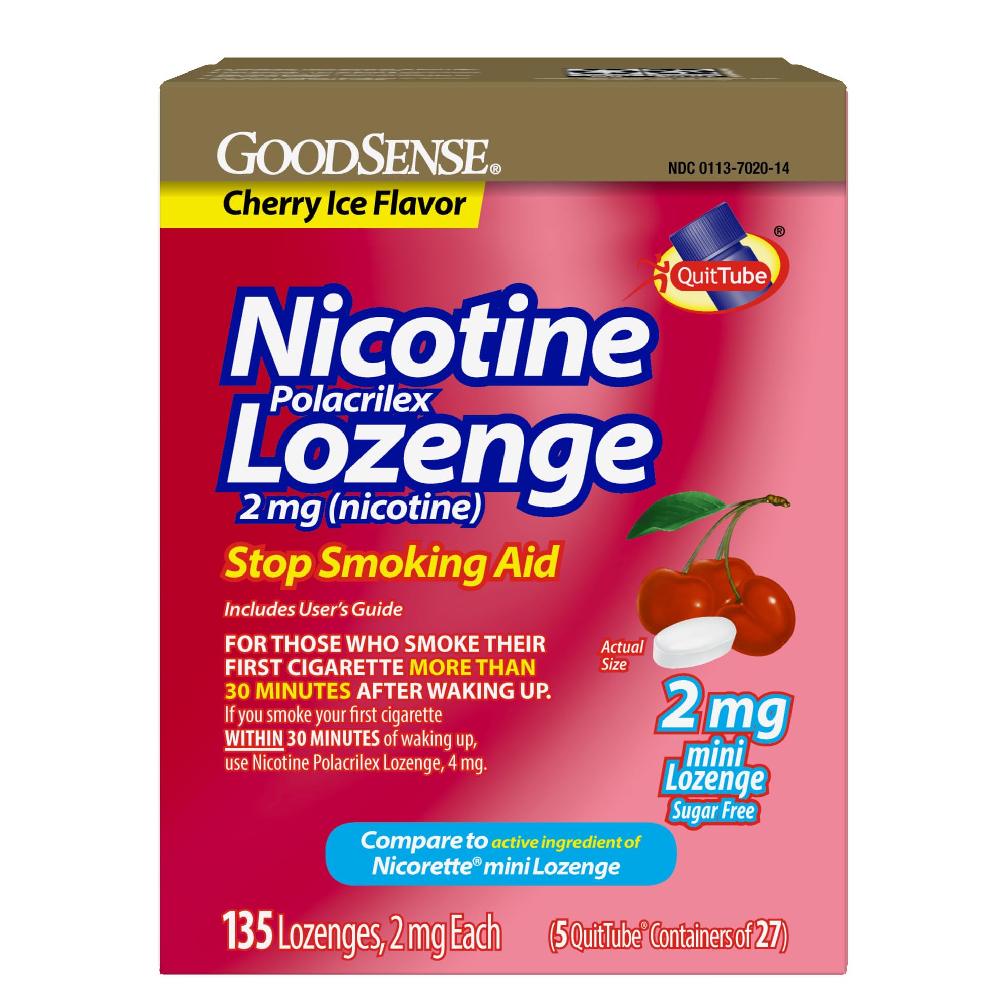 Goodsense Mini Nicotine Lozenge Cherry Ice pack front, cravings relief on the go.
