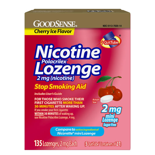 Goodsense Mini Nicotine Lozenge Cherry Ice pack front, cravings relief on the go.