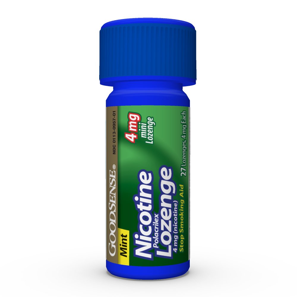 GoodSense mini-nicotine-lozenge foil-wrap shows portable craving relief you can carry.