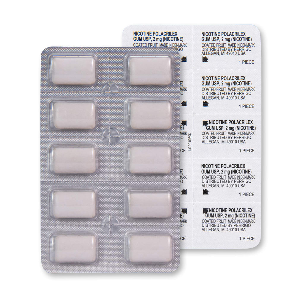 GoodSense nicotine gum 2 mg fruit flavor in use for quick cravings relief