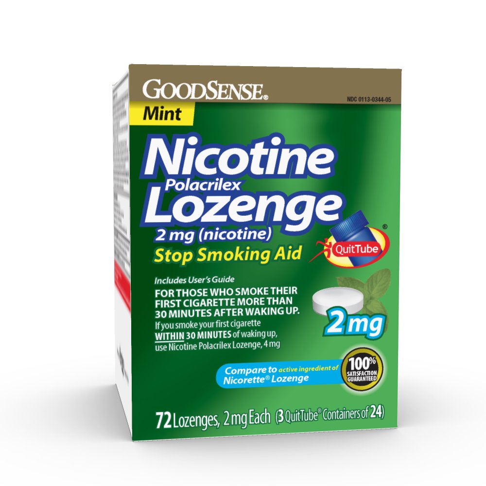 GoodSense nicotine lozenge mint packaging closeup for discreet craving relief.