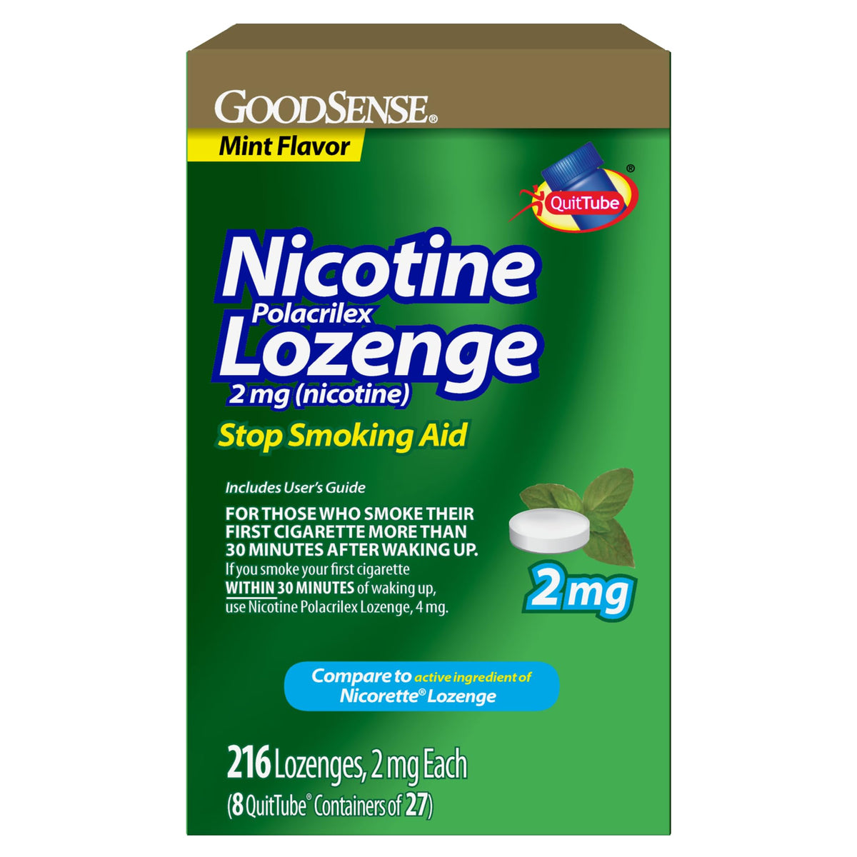 GoodSense nicotine lozenge 2 mg packaging shown for easy grab during cravings.