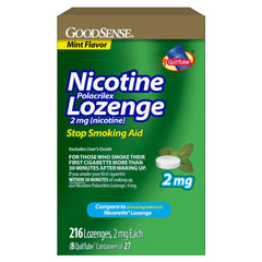 GoodSense nicotine lozenge 2 mg packaging shown for easy grab during cravings.