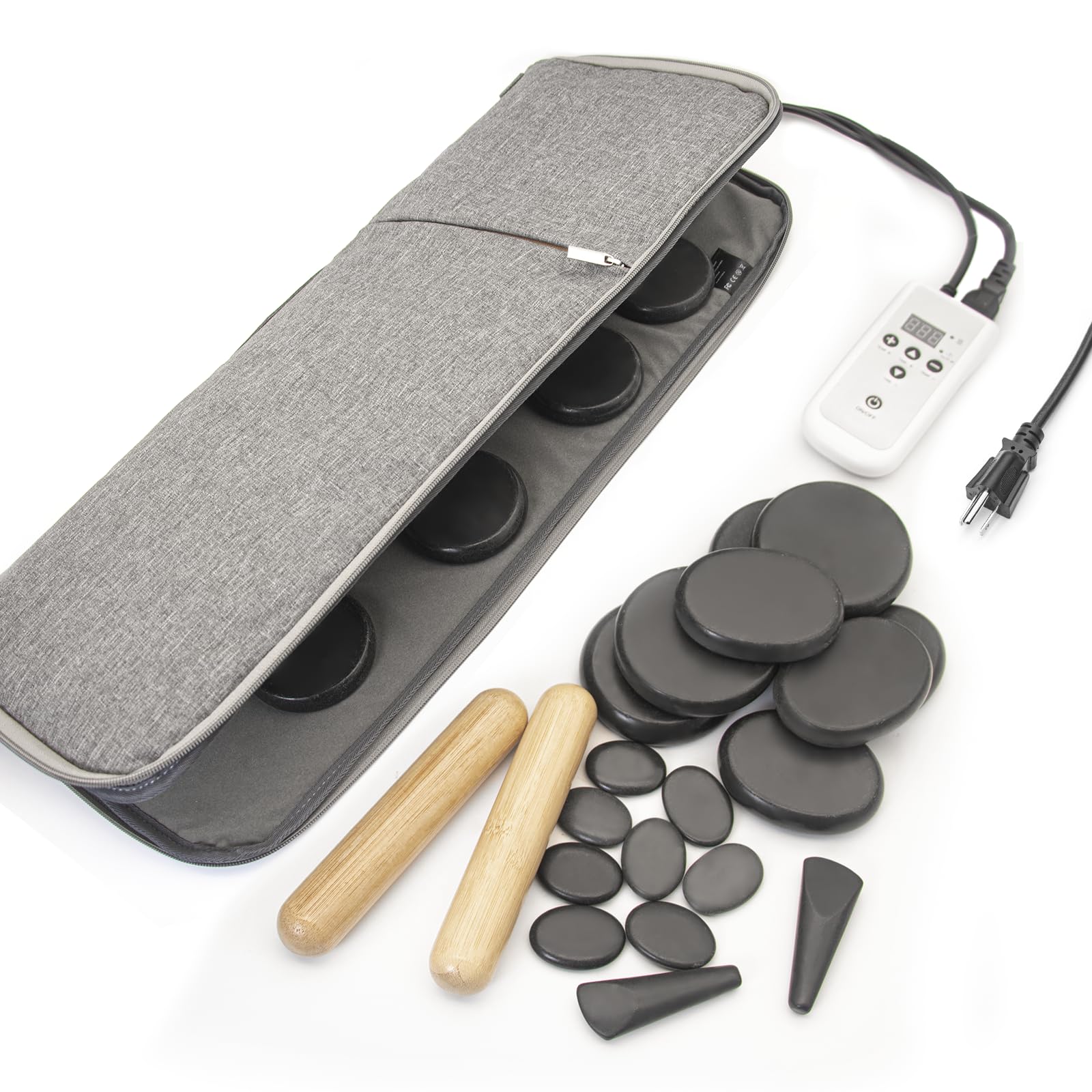 Goodtar hot stone massage kit with basalt stones for at-home spa use.