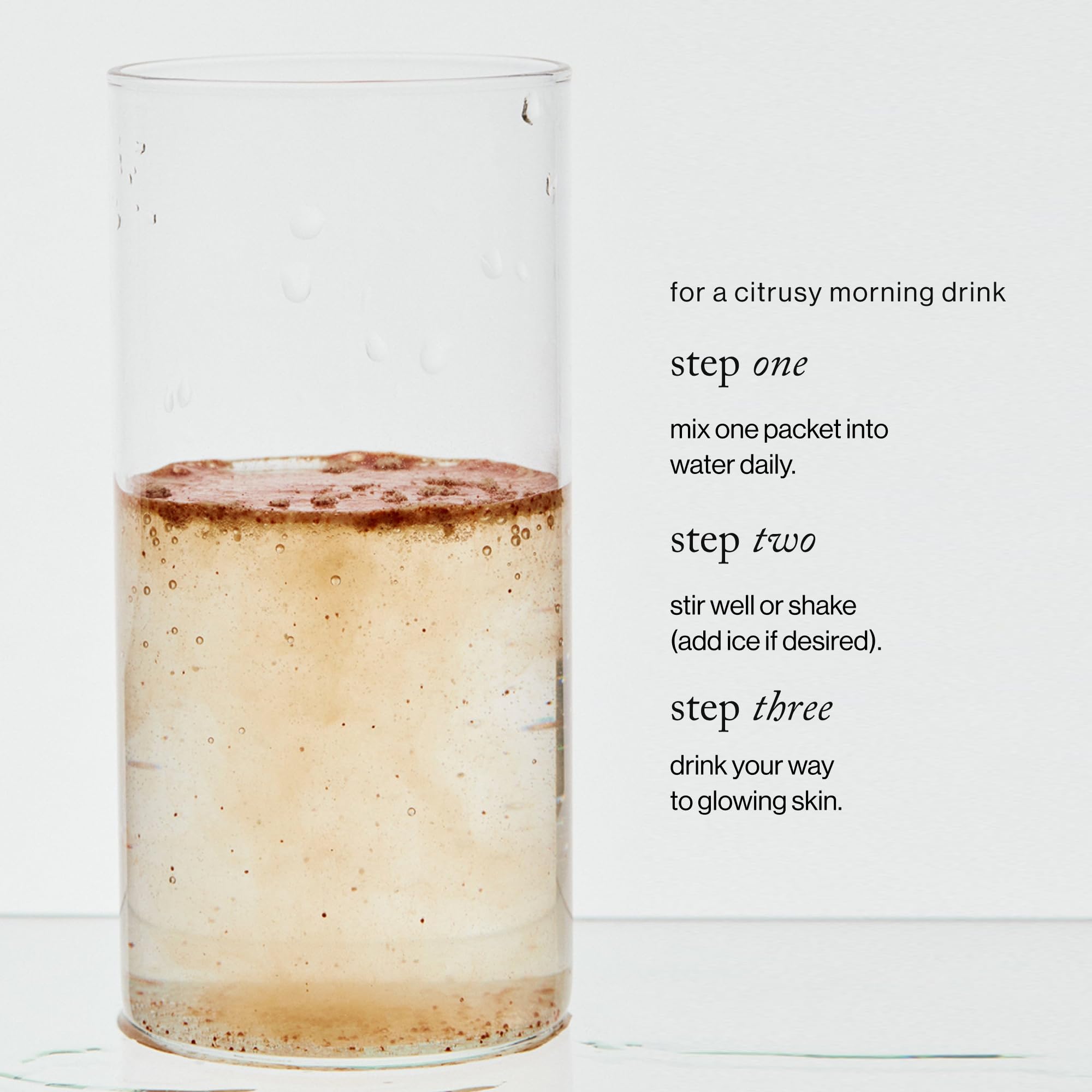 Goop Morning Skin Drink Mix lemon-verbena flavor with refreshing citrus aroma.