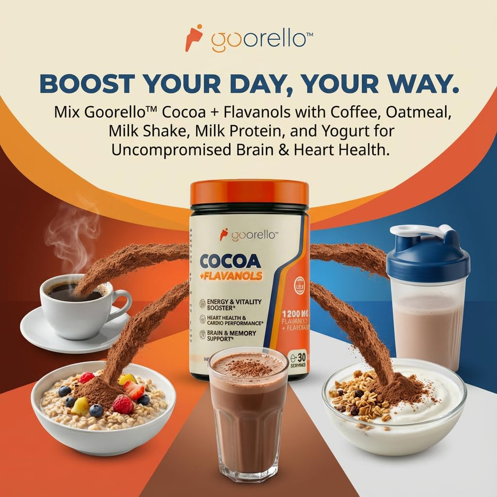 Goorello Cocoa Powder foil packaging indicates portable freshness