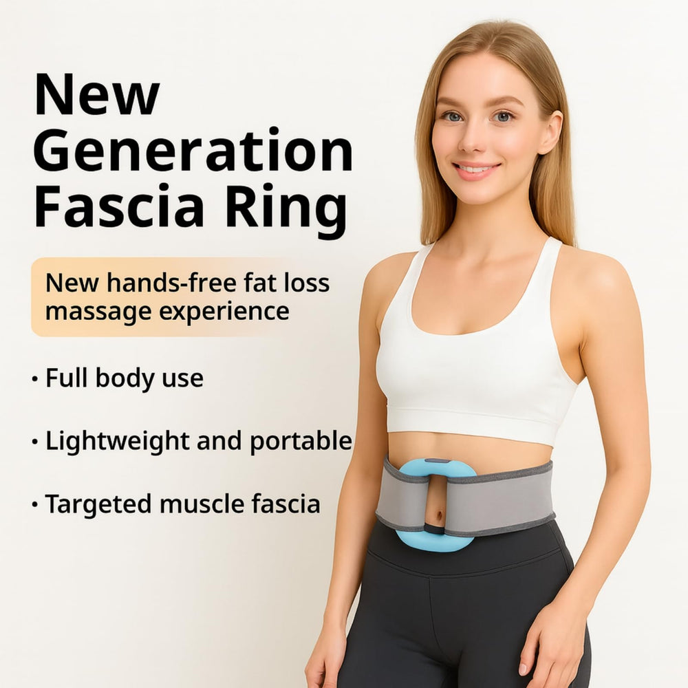 GooseFit Electric Fascia Massage Ring shows a 5-speed dial for customizable intensity.