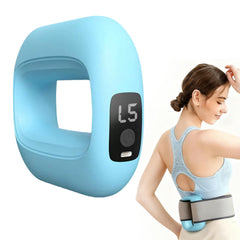 GooseFit electric fascia massage ring used on the neck for gentle relief and relaxation.
