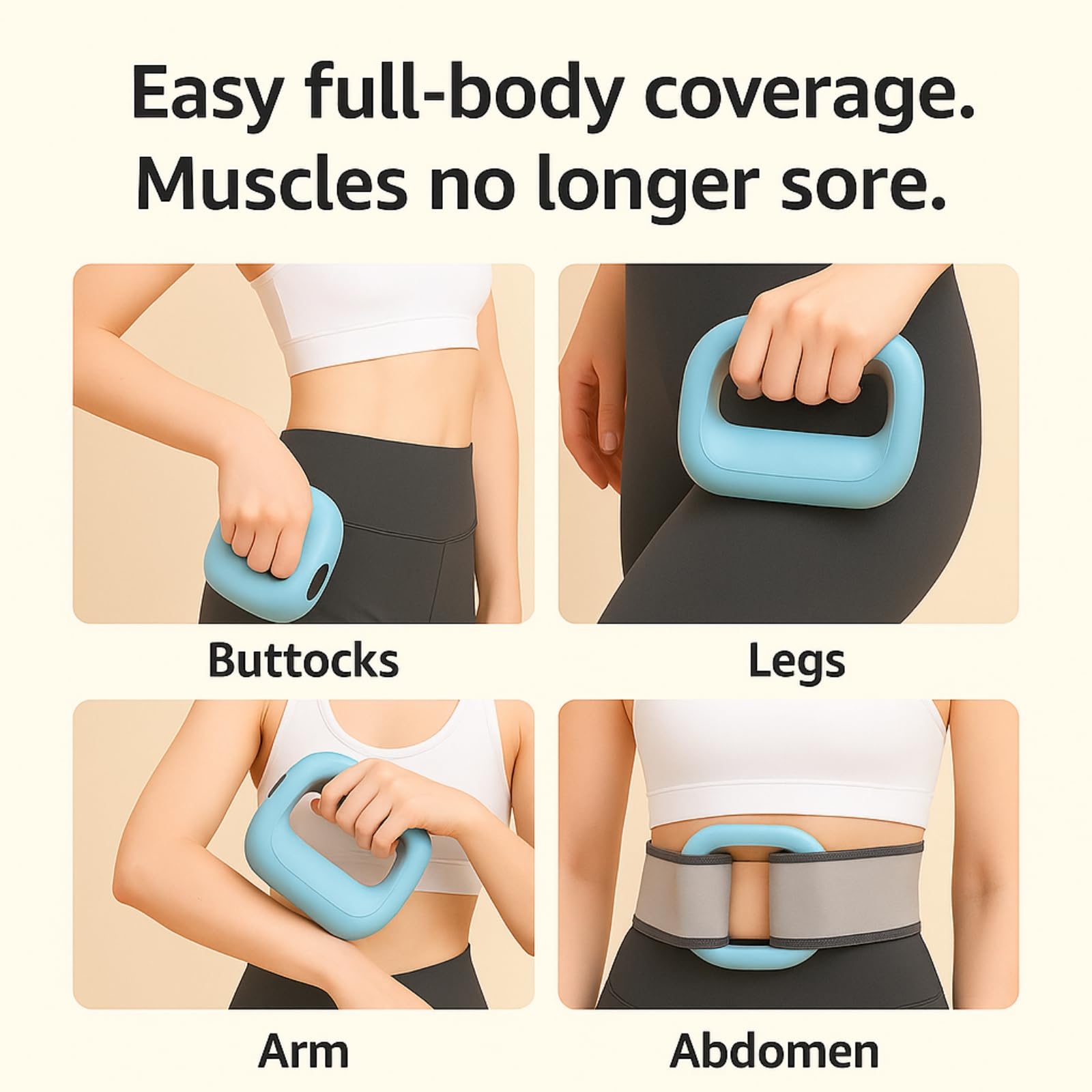 GooseFit Electric Fascia Massage Ring is portable and cordless for on-the-go use.