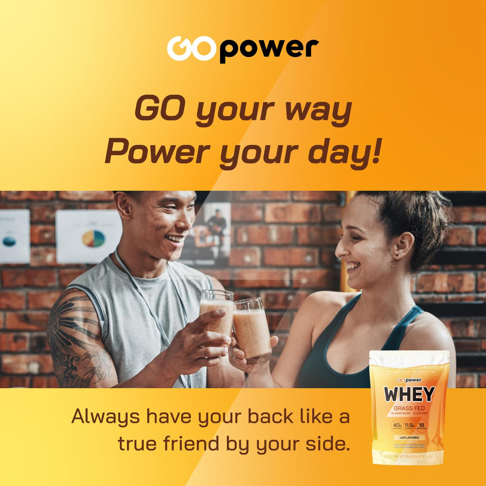 GOPOWER shake poured into glass shows versatile daily protein use.