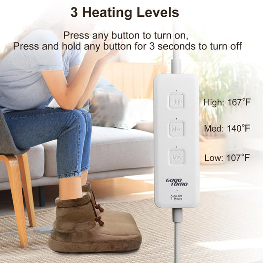 GOQO TOMO foot warmer features sherpa inner for cozy warmth and fast heat retention.