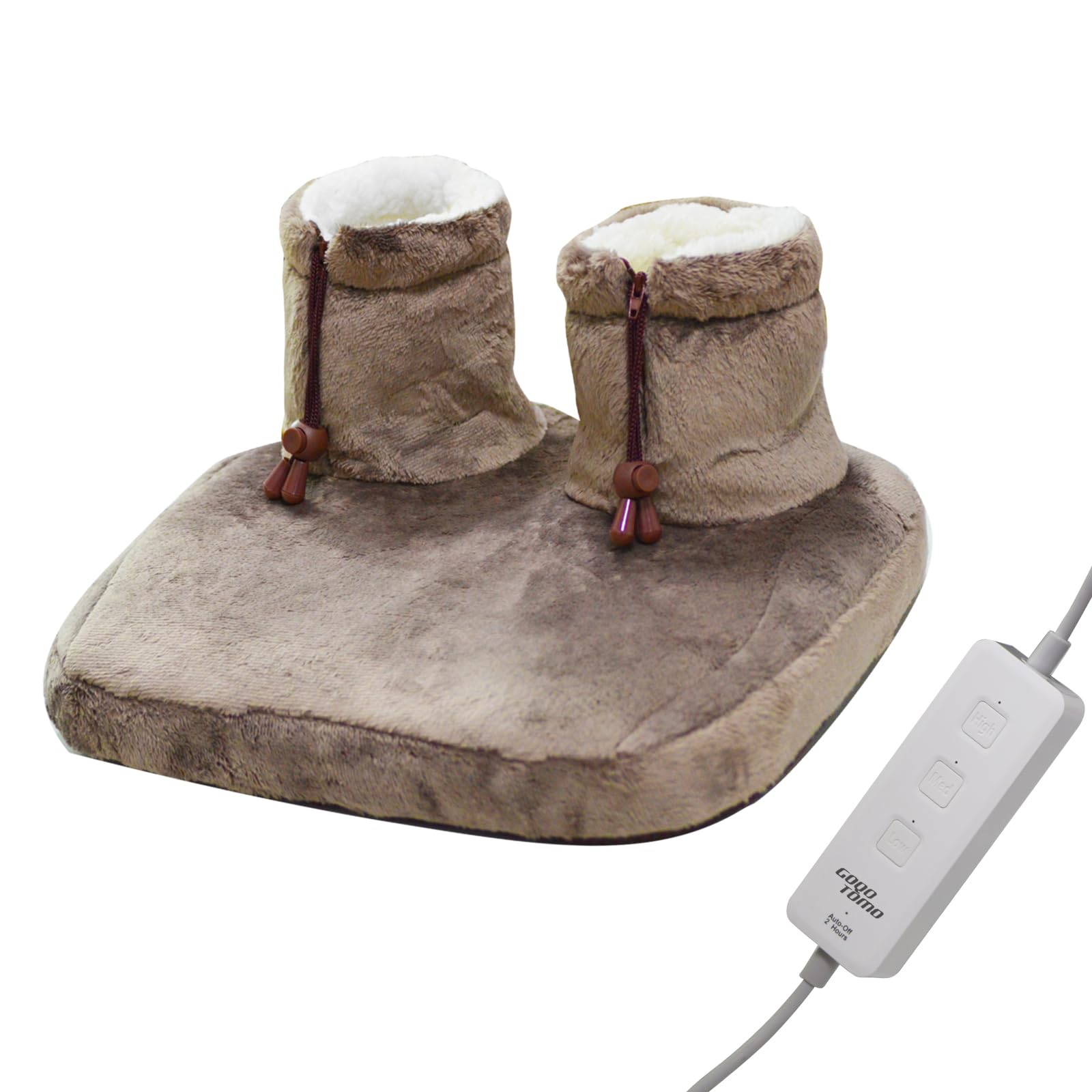 GOQO TOMO heated foot warmer with soft flannel surface delivers gentle warmth for cold feet.