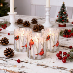 GORGE MOMENT winter birch tree design candle adds festive decor to living areas.